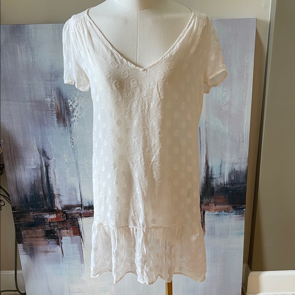 Ella Moss sheer polka dot cream mini dress size S